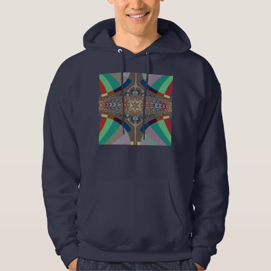 Blue Beige Ladder Fractal Hoodie (Voorkant)