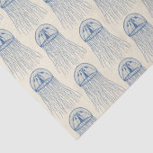 Blue Beige Marine Life kwallenpatroon Tissuepapier (Detail)