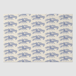 Blue Beige Marine Life Lobster Pattern Tissuepapier