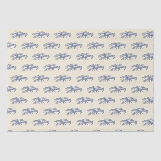 Blue Beige Marine Life Lobster Pattern Tissuepapier (Voorkant)
