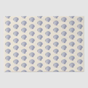 Blue Beige Marine Life Seashell Pattern Tissuepapier