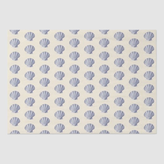 Blue Beige Marine Life Seashell Pattern Tissuepapier (Voorkant)