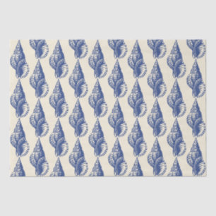 Blue Beige Marine Life Seashell Pattern Tissuepapier