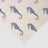 Blue Beige Marine Life zeepaardpatroon Tissuepapier (Detail)