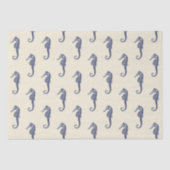 Blue Beige Marine Life zeepaardpatroon Tissuepapier (Voorkant)