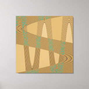 Blue beige Modern Abstract golfpatroon Canvas Afdruk