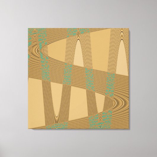 Blue beige Modern Abstract golfpatroon Canvas Afdruk (Voorkant)