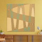 Blue beige Modern Abstract golfpatroon Canvas Afdruk (Insitu (Woonkamer))