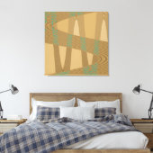 Blue beige Modern Abstract golfpatroon Canvas Afdruk (Insitu (Slaapkamer))