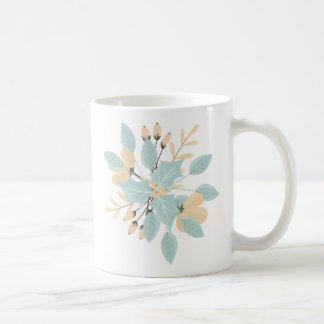 Blue Beige Pastel Winter Botanical Illustration Koffiemok