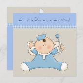 Blue Beige Prince Baby Boy Baby shower Kaart (Voorkant / Achterkant)