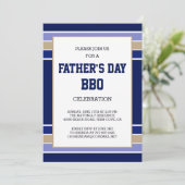 Blue Beige Stripes Fathers Day Uitnodiging (Staand voorkant)