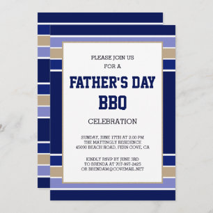 Blue Beige Stripes Fathers Day Uitnodiging