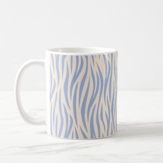 Blue & Beige Zebra Stripe Classic Mok – Stijlvol (Links)