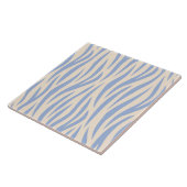 Blue & Beige Zebra Stripe Keramische Tegel – Moder Tegeltje (Zijkant)