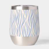 Blue & Beige Zebra Stripe Stemless Wine Tumbler (Achterkant)