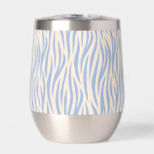 Blue & Beige Zebra Stripe Stemless Wine Tumbler (Voorkant)