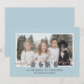 Blue Believe in de Magic of Kerstmis Snow Photo Feestdagenkaart (Voorkant / Achterkant)