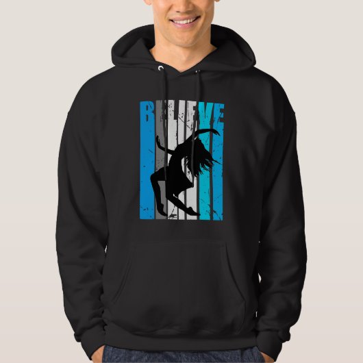 Blue Believe Motivational Girls Dance Retro Graphi Hoodie (Voorkant)