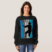 Blue Believe Motivational Girls Karate Retro Graph Trui (Voorkant volledig)