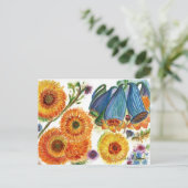 Blue Bell Zinnia Flower briefkaart2 Briefkaart (Staand voorkant)