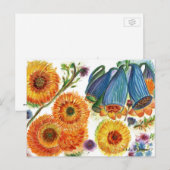 Blue Bell Zinnia Flower briefkaart2 Briefkaart (Voorkant / Achterkant)