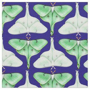 Blue Bella Luna Moth Fabric Stof