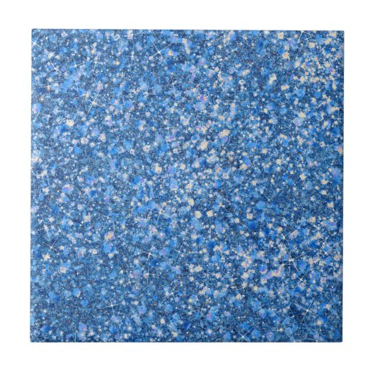 Blue Belle Color Faux Glitter Ceramic Tegel Tegeltje (Voorkant)