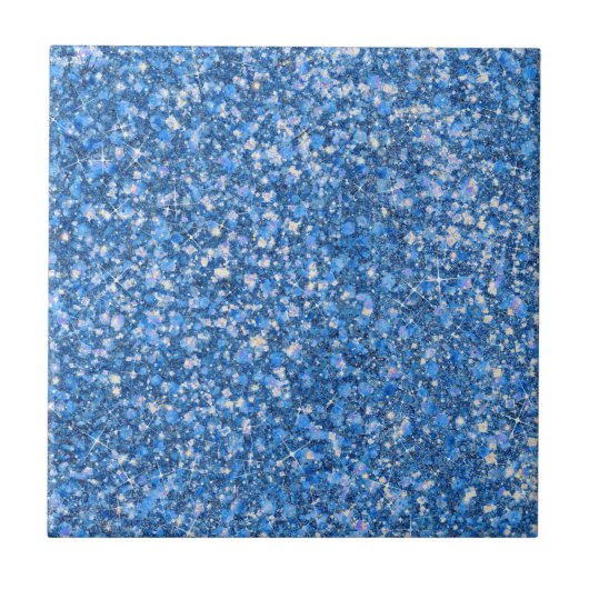 Blue Belle Color Faux Glitter Ceramic Tegel Tegeltje (Voorkant)