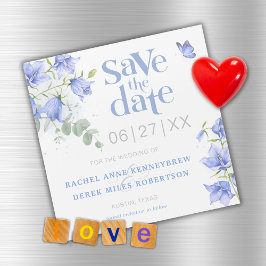 Blue Bellflower Wedding Save the Date Magnet Kaart