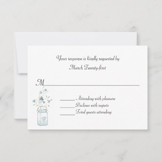 Blue Bells Custom Wedding RSVP Card Kaartje (Voorkant)