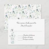 Blue Bells Custom Wedding RSVP Card Kaartje (Voorkant / Achterkant)