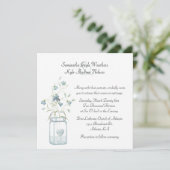  Blue Bells & Mason Jar Wedding Invitation Kaart (Staand voorkant)
