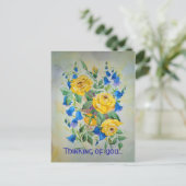 Blue bells met roze, Thinking of you... Briefkaart (Staand voorkant)