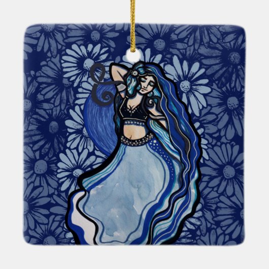 Blue Belly Dancer Keramisch Ornament (Achterkant)