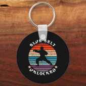 Blue Belt Level Unlocked Achievement Karate Keep T Sleutelhanger (Voorkant)