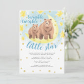 Blue Beren Gold Twinkle Little Star Baby shower Kaart (Staand voorkant)