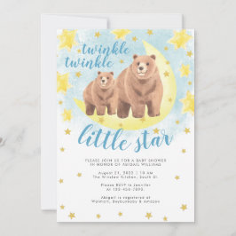Blue Beren Gold Twinkle Little Star Baby shower Kaart