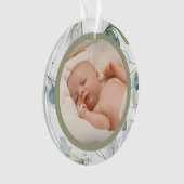 Blue Berry Botanical Baby Photo Ornament (voorkant)