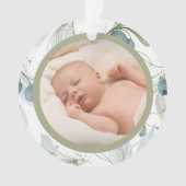Blue Berry Botanical Baby Photo Ornament (voorkant)