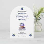 Blue Berry Eerste Verjaardag Waterverf Aangepaste Kaart (Staand voorkant)