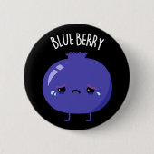 Blue Berry Funny Blueberry Pun Dark BG Ronde Button 5,7 Cm (Voorkant)