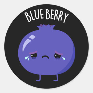 Blue Berry Funny Blueberry Pun Dark BG Ronde Sticker