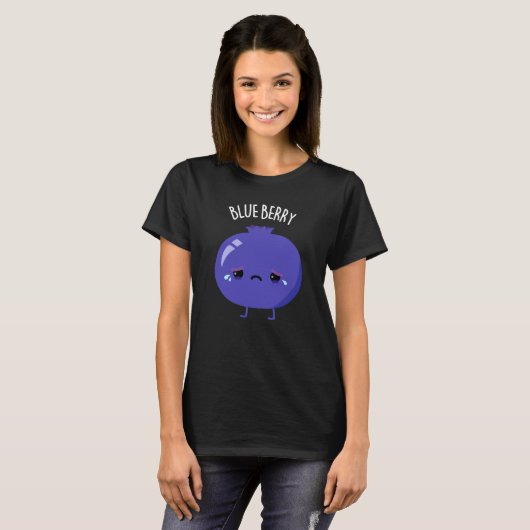 Blue Berry Funny Blueberry Pun Dark BG T-shirt (Voorkant volledig)