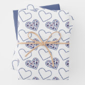 Blue Berry Hearts Inpakpapier Vel (In situ)