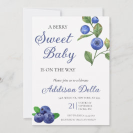 Blue Berry Sweet Baby shower Invitation Kaart