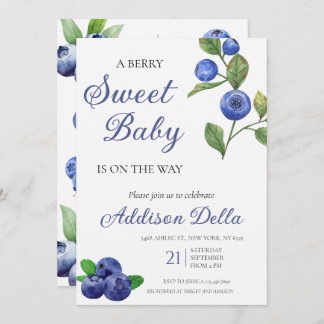 Blue Berry Sweet Baby shower Invitation Kaart