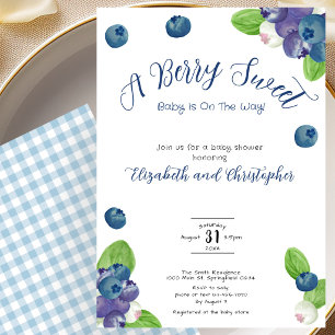 Blue Berry Sweet Boy Baby Shower Uitnodiging