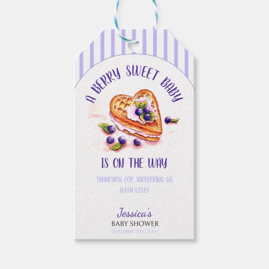 Blue Berry Sweet Herfst Baby shower Cadeaulabel (Voorkant)