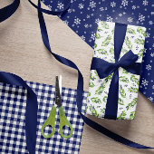 Blue Berry Twigs Sneeuwvlokken Vakantie Patronen Inpakpapier Vel